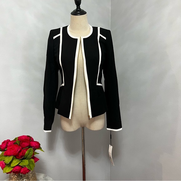 Calvin Klein Long Sleeves Jacket/ Blazer W/ Cream Piped Details - Duplicate - Picture 4 of 14
